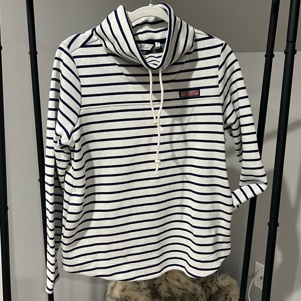 Vineyard Vines Navy and White Striped Hoodie